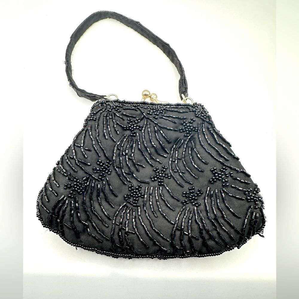 La Regale Black Beaded Mini Bag